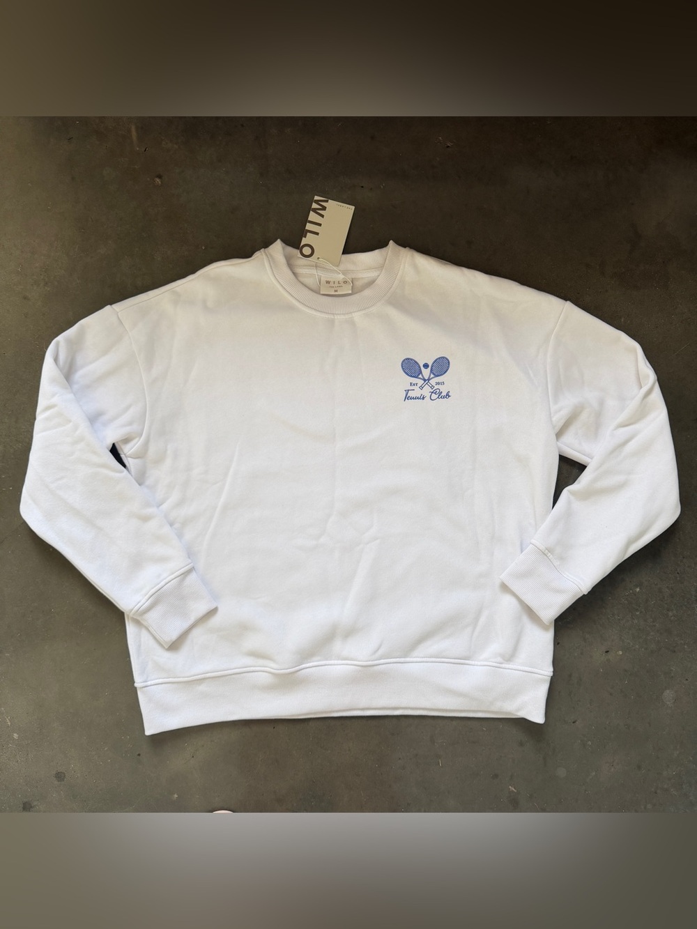 Wilo Australia Melbourne White Crewneck Sweatshirt Blue Tennis Club Logo Medium